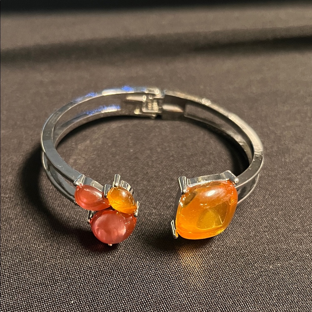 Elegant Silver and Orange Bracelet
